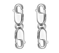 Cpolebev 2PCS Doppia Chiusura A Moschettone 10mm, Chiusura in Sterling Doppia Chiusura A Moschettone Braccialetto Collana Connettore di Estensione Accessori di Ricambio