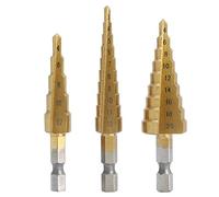 Cpolebev 3 pezzi alto-Velocita' Acciaio Passo trapano set Energia Utensili Titanio rivestito Metallo 1/4 pollice Esadecimale stinco Guidare Presto Modificare 3-12mm / 4-12mm / 4-20MM