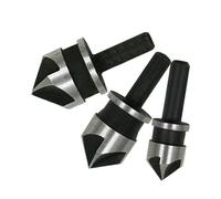 Cpolebev 3 Pezzi per la Lavorazione del Legno Smussatrice A 5 Bordi Coltello per Smussatura A 90 Gradi Set di Utensili 12-19mm Punta per Alesatura per Trapano Elettrico Durevole Facile Installazione
