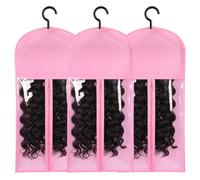 Cpolebev 3 Pezzi Porta-Estensioni per Parrucche per Più Portaparrucche, per Parrucche con Gancio per Riporre Le Estensioni Dei Capelli Rosa