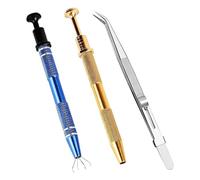 Cpolebev 3 Pezzi Strumenti per Afferrare Sfere per Piercing, Confezione 2 Strumenti per Raccogliere 4 Artigli Gioielliere e 1 Confezione di Pinzette da Gioielliere In Acciaio Inossidabile