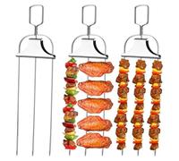Cpolebev 3 Spiedini Kabob In Acciaio Inossidabile A 3 Punte per Barbecue con Cursore, per Carne, Pollo, Salsicce, Gamberetti