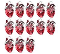 Cpolebev 30 Ciondoli A Forma di Cuore Ciondoli Anatomici in Lega Sfusa, Smalto Rosso, Metallo, Antico, Gotico, 3D, Cuori di Organo, Ciondoli di Halloween