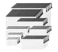 Cpolebev 30 PCS Borsellini con Cerniera In Rete Borsa Portagiochi Impermeabile Nera e Bianca per Materiali Scolastici Ufficio e Casa
