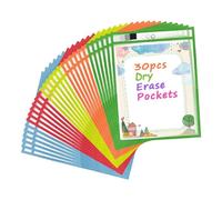 Cpolebev 30 Pezzi Copertine Cancellabili A Secco Porta Biglietti Riutilizzabili Proteggi Pagine In Plastica Trasparente PET Forniture per L'Organizzazione Della Scuola