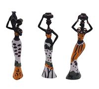Cpolebev 3Pz Figurine di Cultura nel Resina esotica Statua Africana retrò Vaso Impostato per la casa Soggiorno Soggiorno Decorazione Ornamenti Artigianali Giallo