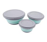 Cpolebev 3PZ / Set Set di Piatti Contenitore Pieghevole nel Silicone Contenitore Pieghevole Contenitore Portatile nel Silicone Contenitore Pieghevole Insalatiera con Coperchio Blu