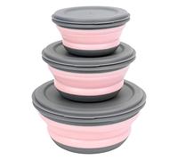 Cpolebev 3PZ / Set Set di Piatti Contenitore Pieghevole nel Silicone Contenitore Pieghevole Contenitore Portatile nel Silicone Contenitore Pieghevole Insalatiera con Coperchio Rosa