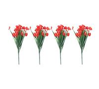Cpolebev 4 Grappoli Artificiali Fiori Finti Faux Anthurium Piante Cespugli di plastica Cespugli Vegetazione Coperta Esterni Esterni Fioriera Decorazioni per la casa