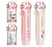 Cpolebev 4 Pezzi Carino Gatto Temperamatite e Gatto un Forma di Gomma Retrattile Kawaii Matita Temperamatite Gatto Scuola Forniture