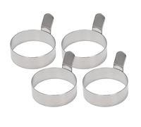 Cpolebev 4 Pezzi di Anelli per Friggere nel Acciaio Inossidabile Modello di Frittata Anelli per Pancake Cerchio Perfetto Stampo per Braciole Rotonde con Manico S