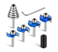 Cpolebev 4 Pezzi di Frese con Gambo da 1/4 con 6 Cuscinetti, Set di Punte per Scanalature del Legno con Pinza da 1/2 Pollice A 1/4 Pollice