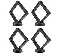 Cpolebev 4 Pezzi di Portamonete Challenge Cornice Galleggiante 3D con Staffa Portagioie Anti-Appannamento Vetrina per Monete Nera