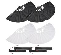 Cpolebev 4 Pezzi Grande Ventaglio Pieghevole Ventaglio di Seta Cinese Giapponese Tai Ventaglio Portatile Pieghevole Danza Prop Craft Fan(A)