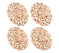Cpolebev 4 Pezzi nel Legno Intagliato Onlay Applique Non Verniciato Applique nel Legno Vintage Stile Europeo Intagliato Decalcomania per La Decorazione di Mobili