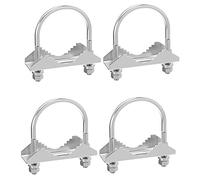 Cpolebev 4 Set di Morsetti per Tubi 'Albero 'Antenna con Blocco Ganascia Un V e Bullone Un U Tutto Antiruggine Rifinito per L'Antenna del Prosciutto CB TV o Il Tubo del Pannello