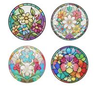 Cpolebev 4 Tovagliette Rotonde in Acrilico Antiscivolo per Pittura Artistica con Diamanti Fai da Te per Decorazioni da Tavola Durevoli B