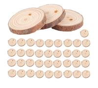 Cpolebev 40Pcs 3-4CM Cerchi di di Legno Rotonde Naturali Non Finite con Dischi di Registro di Corteccia di Albero per DIY Decorazione per Feste Un Casa