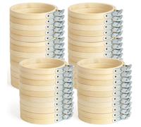Cpolebev 48 PCS da Ricamo Mini da Ricamo in bambù Rotondo di Legno per Fai da Te, Ricamo e 8cm
