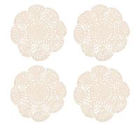 Cpolebev 4Piece 8.6 Pollici Centrini Tovagliette Fatte A Mano di Pizzo all'Uncinetto (Beige)