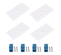 Cpolebev 4X Presa per Piastra a Muro Ethernet Cat6 1 Porta RJ45 Rete Femmina a Femmina Piastra Jack Accoppiatore a Parete Bianca e Blu