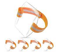 Cpolebev 5 PCS Porta Badge con Elevata Visibilità per Skipass Trasparente e Arancione In PVC + Poliestere con Cinturino Regolabile Porta Distintivo Trasparente per Attività Sportive All'Aperto.