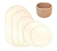 Cpolebev 5 Pezzi di Fondo per Cestini in Legno, 5 Dimensioni di Base per Cestini Ovali in Legno Massello all'Uncinetto per Forniture per Intreccio di Cestini DIY