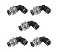 Cpolebev 5 Pezzi Gomito Passaparete Nero 3/8in X 3/8in Tubo OD Spingere per Collegare il Raccordo del Tubo