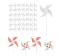 Cpolebev 50 Girandole di Carta per Bambini DIY, Girandole di Carta Bianca Bianca Mulini A in Plastica Vuota Piccole Girandole per L'Estate dei Bambini