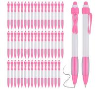 Cpolebev 50 Penne A Nastro Rosa Sfuse, Penne A Sfera Retrattili con Inchiostro Nero per Articoli per Ufficio, Regali per Donne e Ragazze, Durevoli