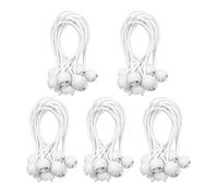 Cpolebev 50 Pezzi Cordino con Palline Lacci Elastici Lacci Elastici per Tendoni, Striscioni per Tende, Aste per Bandiere, Telo (Bianca)