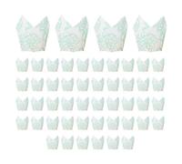 Cpolebev 50 Pezzi di Rivestimento per Cupcake Stile Giornale per la Festa di Nozze, Tulipano, Muffin, Cupcake, Tazza di Carta, Resistente All'Olio, Facile da Usare.