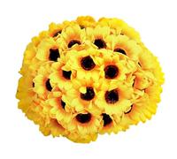 Cpolebev 50 Pezzi Teste di Girasole Artificiali Fiori di Sole in Seta Composizioni di Girasoli Artificiali per Decorazioni per la Festa di Compleanno 7 cm Facile Installazione