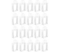 Cpolebev 50 Sacchetti Regalo in PVC Trasparente con Manici Sacchetti di Plastica Riutilizzabili in Involucro di Plastica Borsa per La Spesa Trasparente per La Festa di Natale