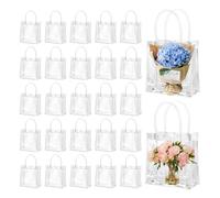 Cpolebev 50 Sacchetti Regalo Trasparenti con Manici Sacchetti Regalo in Plastica Sacchetti Regalo Riutilizzabili Trasparenti Sacchetti Regalo per Caramelle per Matrimonio
