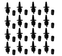 Cpolebev 50PCS Versatori per Bottiglie, Versatore di Sciroppo, Beccucci di Versamento in Plastica per Bottiglie di Liquori con Coperture in Gomma per Versatori con Tappi Antipolvere Neri.