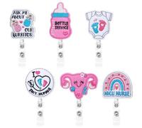 Cpolebev 6 Bobine per Badge In Feltro per Infermiere Travaglio e Parto, Porta Badge Carino Retrattile per Infermiere In Terapia Intensiva Neonatale con Clip A Coccodrillo, Durevole, Facile da Installa