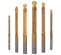 Cpolebev 6 Confezioni di Punte da Taglio HSS Rivestite in Titanio,3-8 Mm Taglio Laterale Seghettato Strumenti per la Lavorazione del Legno per Fori in Plastica Metallo Legno
