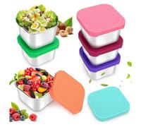 Cpolebev 6 Contenitori per Snack, Contenitori per Alimenti in Salsa di Metallo da 6 Once, Multicolori, con Coperchi in Silicone