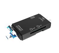 Cpolebev 6 nel 1 Lettore di Schede USB 3.0 OTG per Secure Digital/TF Cardreaders Splitter Adapter per Telefoni Cellulari Computer-Nero