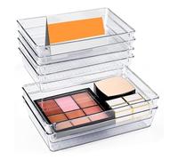 Cpolebev 6 Pezzi, 9X6X2 Pollici Organizer per Cassetti Scrivania Organizer di Contenitori Organizzatori Trasparenti per Cassetti con in Silicone, Antiscivolo