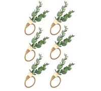 Cpolebev 6 Pezzi Anelli Portatovaglioli di Eucalipto Fatti A Mano con Perline di Legno Decorazione per la Casa Finta Vegetazione Portatovaglioli per Matrimoni, Feste, ECC. Facili da Usare