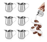 Cpolebev 6 Pezzi Bell Creamers 90 Ml/3 Oz Mini Brocca per Latte nel Acciaio Inossidabile Brocca per Latte Tazza Mini Brocca per caffè Brocca per Schiuma di Latte