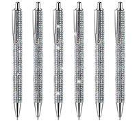 Cpolebev 6 Pezzi Cute Pen Bling Diamond Penne Christmas Strass Gift Penne un Sfera nel Metallo Penne nel Scintillante Stile B