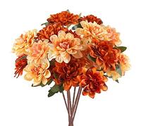 Cpolebev 6 Pezzi di Fiori Artificiali Autunnali, 18 Teste di Seta Finta Mamme Fiori Finti Crisantemo Fiori D'Arancio per La Decorazione Domestica