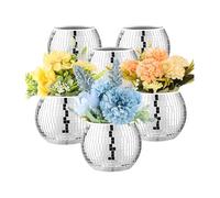 Cpolebev 6 Pezzi Disco Ball Vaso Disco Ball Fioriera per Centrotavola Disco Ball Decorazione Vaso per Fiori con Specchio in Vetro per Matrimonio