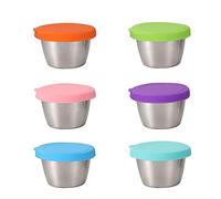 Cpolebev 6 Pezzi in Acciaio Ciotole di Miscelazione 70 Ml di Diametro in Metallo Ciotole di Nidificazione Better Breader Shaker Ciotola con Coperchi Ermetici Colorati Fondo Antiscivolo