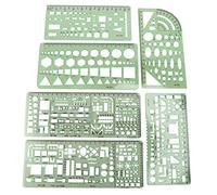 Cpolebev 6 Pezzi nel Plastica Modelli di Misurazione Costruzione di Casseforme Stencil Geometrici Disegno Righelli per Ufficio e Scuola, Verde