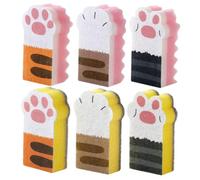 Cpolebev 6 Pezzi Spugne per Zampe di Gatto, Spugne per Lavastoviglie, Spugne Abrasive, Spugne per Pulizia, Tessuto Non Tessuto, Riutilizzabili, Facili da Usare.