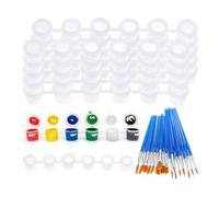 Cpolebev 60 Strisce Vuote per Barattoli di da 3 Ml con Set di 30 Pennelli per Set di Tazze Trasparenti con Coperchio per Acrilica per Pittura Artistica.